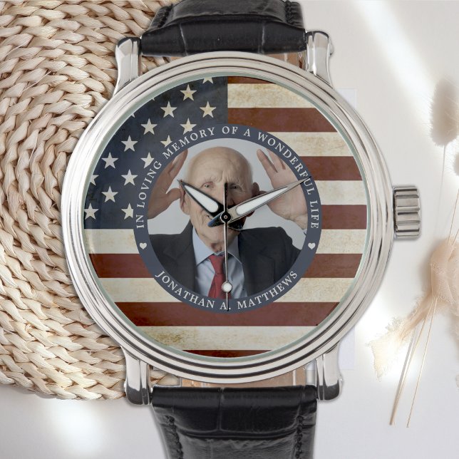 Vintage Patriotic Memorial American Flag Photo Watch (Creator Uploaded)