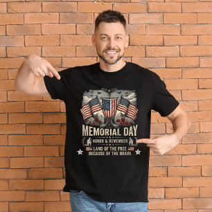 Vintage Patriotic Memorial Day T-Shirt - Honor & R