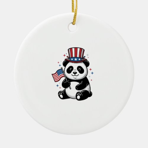 Vintage Patriotic Panda Flag Shirt Design_1 Ceramic Ornament