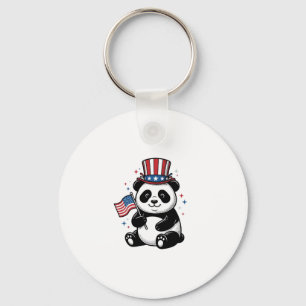 Vintage Patriotic Panda Flag Shirt Design_1 Keychain