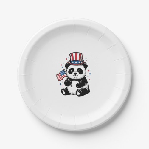 Vintage Patriotic Panda Flag Shirt Design_1 Paper Plates