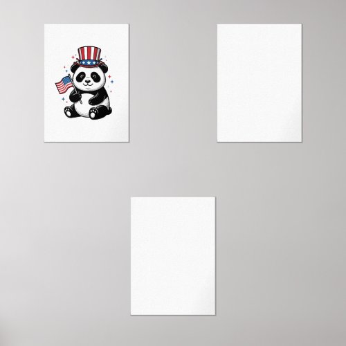 Vintage Patriotic Panda Flag Shirt Design_1 Wall Art Sets