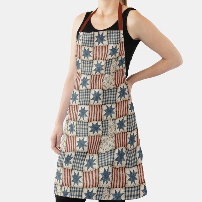 Vintage Patriotic Patchwork Aesthetic Apron (Insitu)