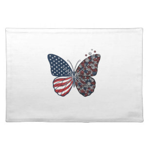 Vintage Patriotic Peace Butterfly Vector Art_1 Cloth Placemat