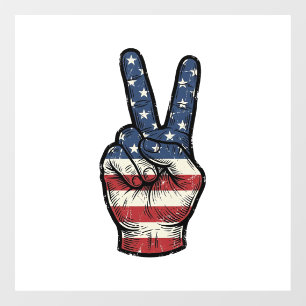 Vintage Patriotic Peace Hand Vector Shirt Design_1 Window Cling