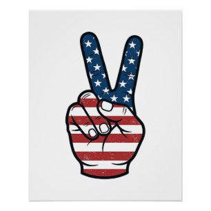 Vintage Patriotic Peace Sign Hand Vector Design_1