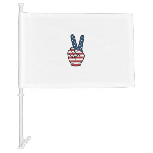 Vintage Patriotic Peace Sign Hand Vector Design_1 Car Flag