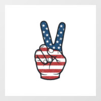 Vintage Patriotic Peace Sign Hand Vector Design_1