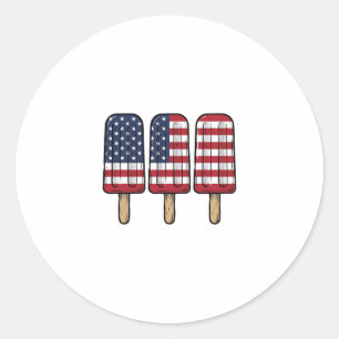 Vintage Patriotic Popsicle Flag Shirt Design_1 Classic Round Sticker