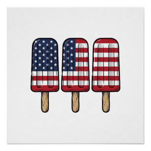 Vintage Patriotic Popsicle Flag Shirt Design_1 Poster