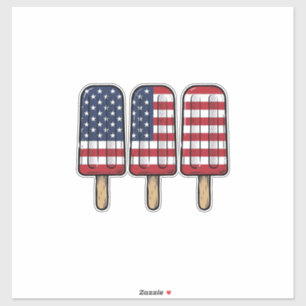 Vintage Patriotic Popsicle Flag Shirt Design_1 Sticker