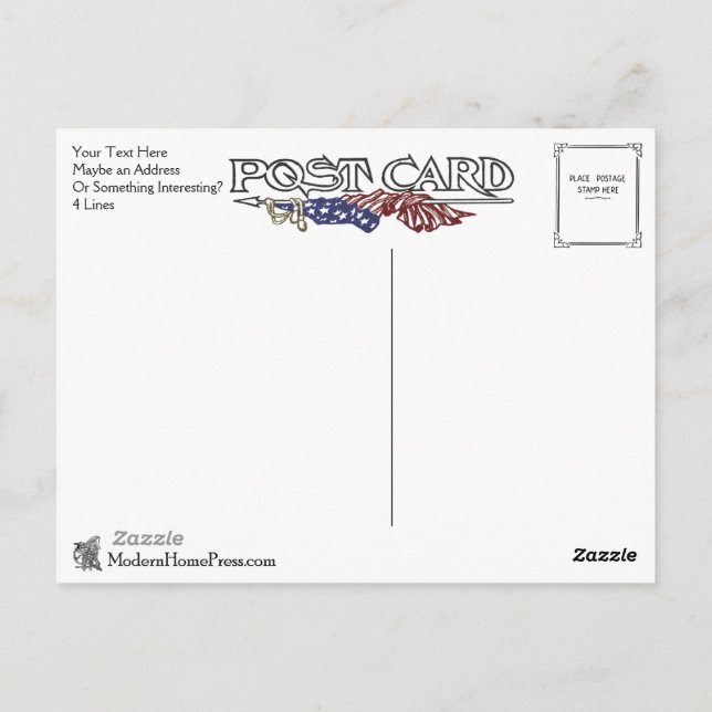 Vintage Patriotic Postcard Back - Customizable (Back)