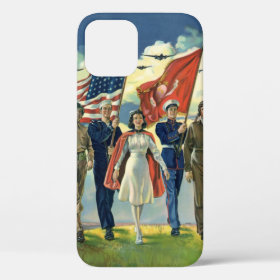 Vintage Patriotic, Proud Military Personnel Heros iPhone 12 Case