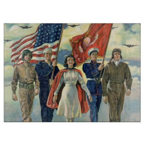 Vintage Patriotic Proud Military Personnel Heros Cutting Board