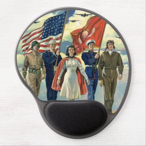 Vintage Patriotic Proud Military Personnel Heros Gel Mouse Pad
