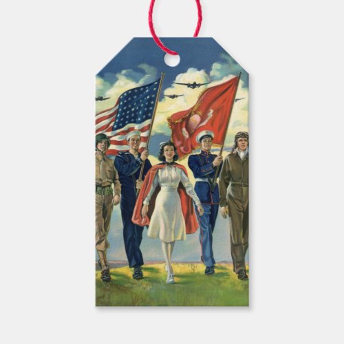 Vintage Patriotic Proud Military Personnel Heros Gift Tags
