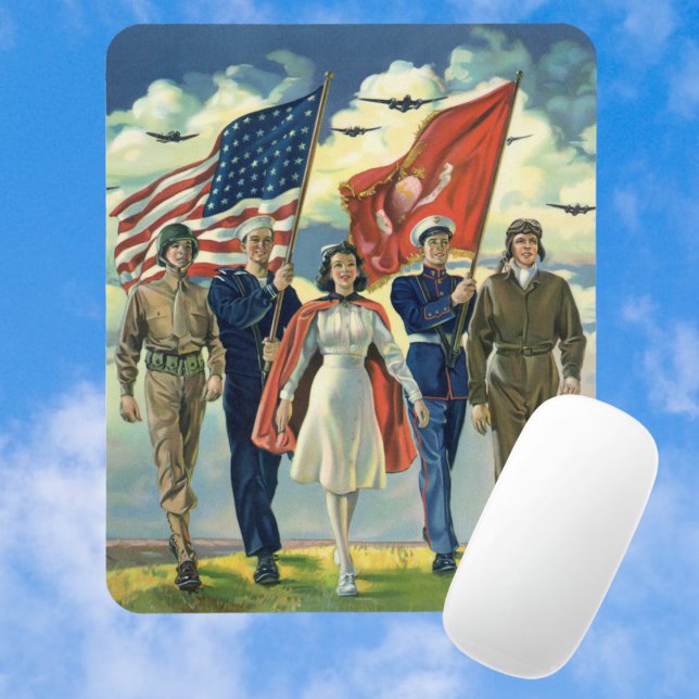 Vintage Patriotic, Proud Military Personnel Heros Mouse Pad (Creator Uploaded)