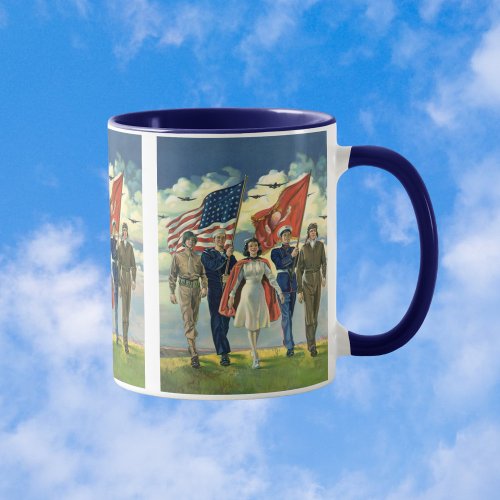 Vintage Patriotic Proud Military Personnel Heros Mug