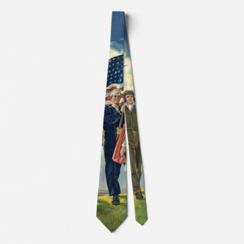 Vintage Patriotic Proud Military Personnel Heros Neck Tie