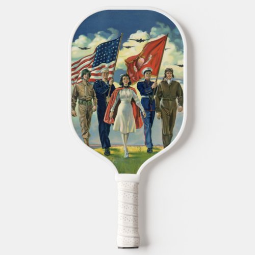 Vintage Patriotic Proud Military Personnel Heros Pickleball Paddle