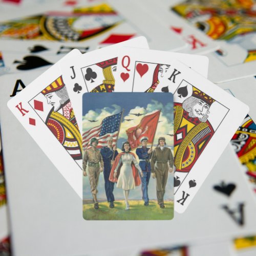 Vintage Patriotic Proud Military Personnel Heros Playing Cards