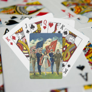 Vintage Patriotic, Proud Military Personnel Heros Poker Cards
