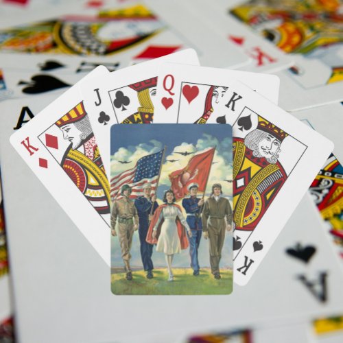 Vintage Patriotic Proud Military Personnel Heros Poker Cards