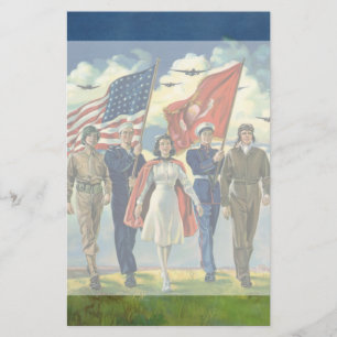 Vintage Patriotic, Proud Military Personnel Heros Stationery