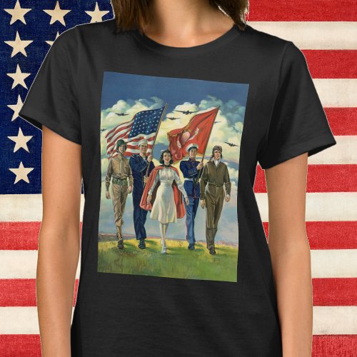 Vintage Patriotic Proud Military Personnel Heros T_Shirt