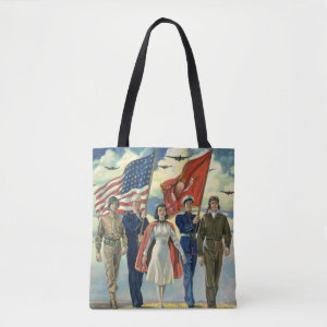 Vintage Patriotic, Proud Military Personnel Heros Tote Bag