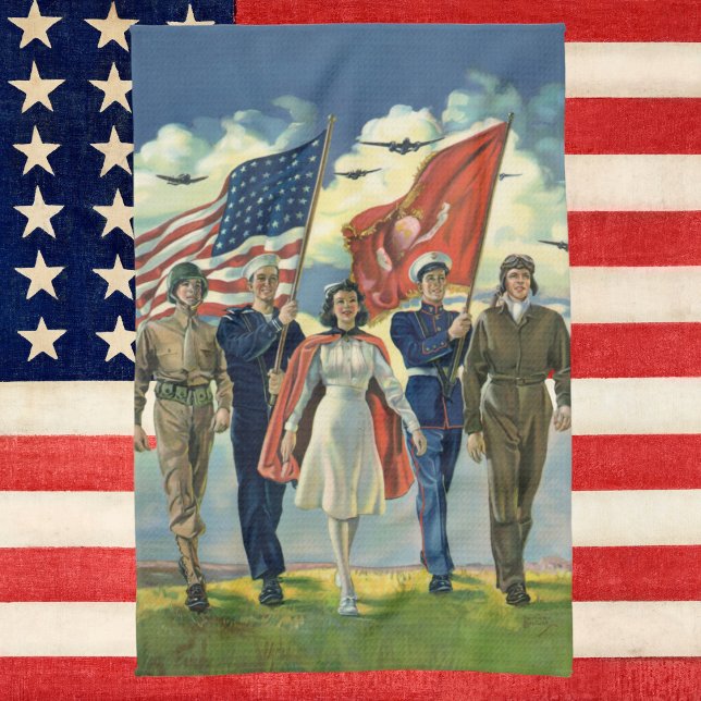 Vintage Patriotic, Proud Military Personnel Heros Towel (Creator Uploaded)