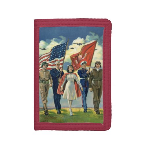 Vintage Patriotic Proud Military Personnel Heros Trifold Wallet