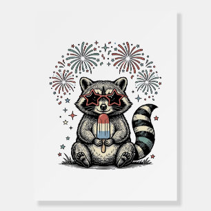 Vintage Patriotic Raccoon Fireworks Shirt Design_1 Foam Board