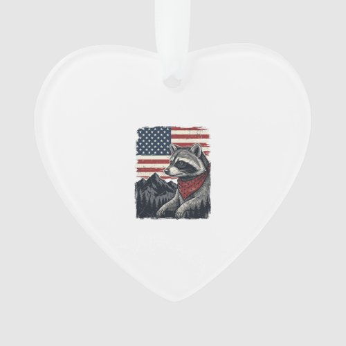 Vintage Patriotic Raccoon Mountain Flag Shirt Desi Ornament