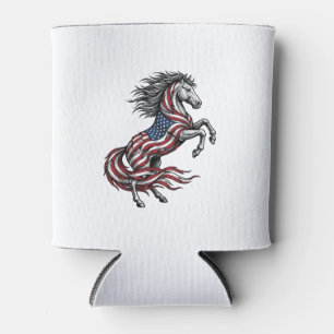 Vintage Patriotic Rearing Horse Vector Shirt Desig Can Cooler