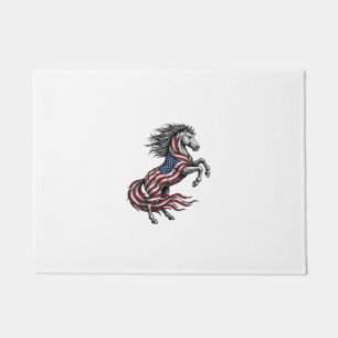Vintage Patriotic Rearing Horse Vector Shirt Desig Doormat