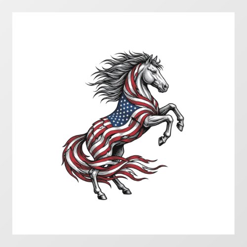 Vintage Patriotic Rearing Horse Vector Shirt Desig Floor Decals