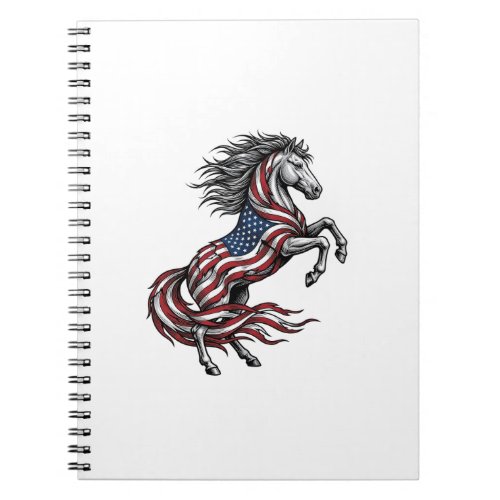 Vintage Patriotic Rearing Horse Vector Shirt Desig Notebook
