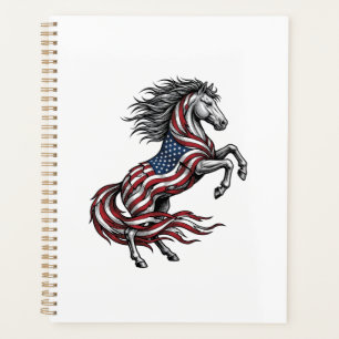 Vintage Patriotic Rearing Horse Vector Shirt Desig Planner