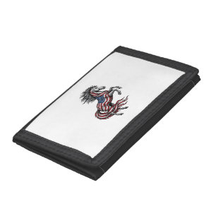 Vintage Patriotic Rearing Horse Vector Shirt Desig Trifold Wallet