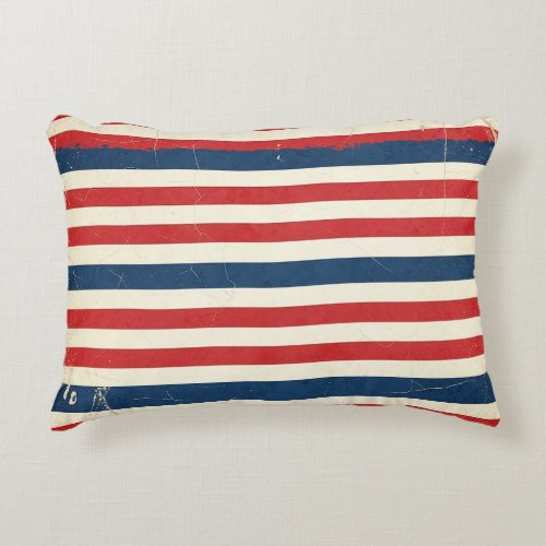 Vintage Patriotic Red White Blue Stripes Accent Pillow