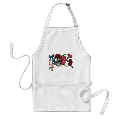 Vintage Patriotic Ribbon and Flowers Adult Apron