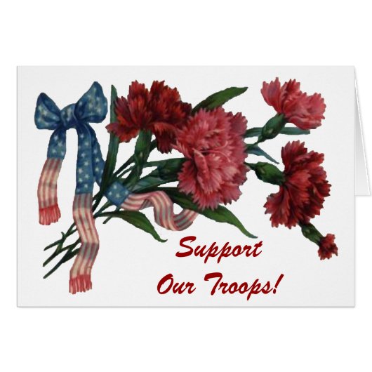 Vintage Patriotic Ribbon and Flowers Cards (Front Horizontal)