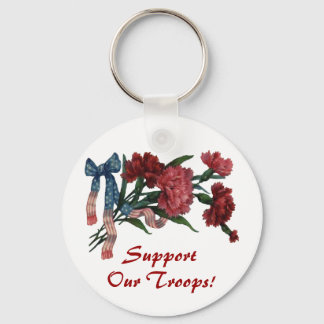 Vintage Patriotic Ribbon and Flowers Keychain