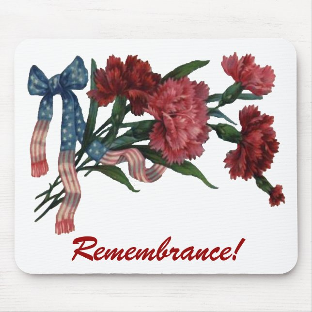 Vintage Patriotic Ribbon and Flowers Mouse Pad (Front)