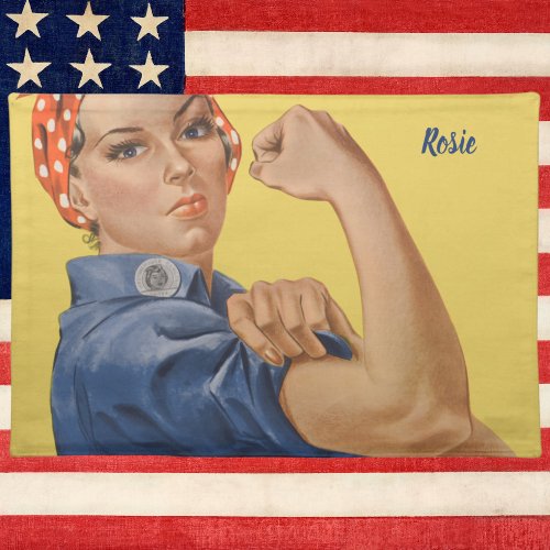 Vintage Patriotic Rosie the Riveter We Can Do It Cloth Placemat