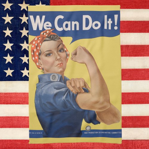 Vintage Patriotic Rosie the Riveter We Can Do It Kitchen Towel