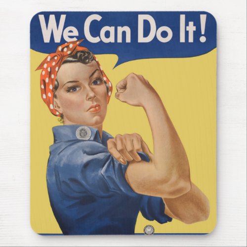 Vintage Patriotic Rosie the Riveter We Can Do It Mouse Pad