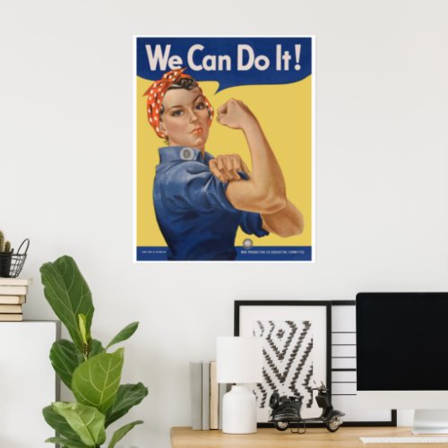 Vintage Patriotic Rosie the Riveter We Can Do It Poster