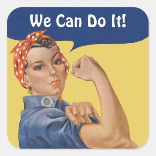 Vintage Patriotic Rosie the Riveter We Can Do It Square Sticker